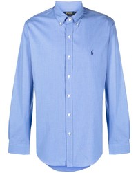 Мужской голубой свитер с воротником поло от Polo Ralph Lauren