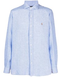 Мужской голубой свитер с воротником поло от Polo Ralph Lauren