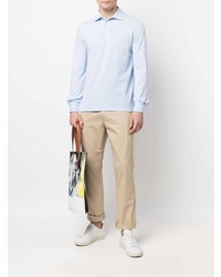 Мужской голубой свитер с воротником поло от Fedeli