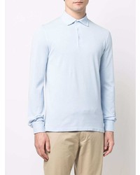 Мужской голубой свитер с воротником поло от Fedeli