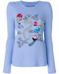 Женский голубой свитер с вышивкой от Ermanno Scervino