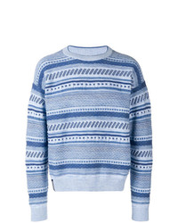 Мужской голубой свитер с круглым вырезом в горизонтальную полоску от Napa By Martine Rose