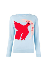 Женский голубой свитер с круглым вырезом с принтом от Chinti & Parker