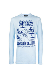 Мужской голубой свитер с круглым вырезом с принтом от DSQUARED2