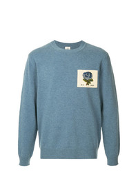 Мужской голубой свитер с круглым вырезом с принтом от Kent & Curwen