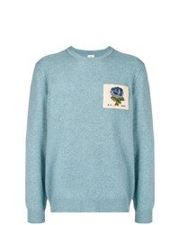 Мужской голубой свитер с круглым вырезом с принтом от Kent & Curwen
