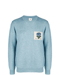 Мужской голубой свитер с круглым вырезом с цветочным принтом от Kent & Curwen