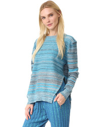 Женский голубой свитер с круглым вырезом от Baja East