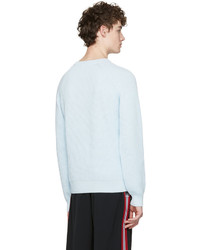 Мужской голубой свитер с круглым вырезом от AMI Alexandre Mattiussi