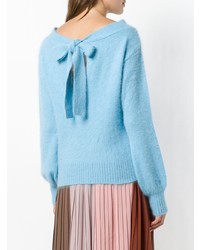 Женский голубой свитер с круглым вырезом от Semicouture
