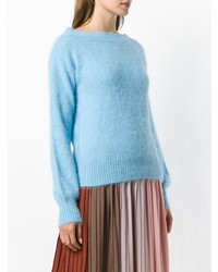 Женский голубой свитер с круглым вырезом от Semicouture