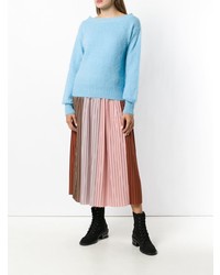 Женский голубой свитер с круглым вырезом от Semicouture