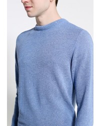 Мужской голубой свитер с круглым вырезом от Burton Menswear London