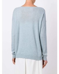 Женский голубой свитер с круглым вырезом от Le Kasha