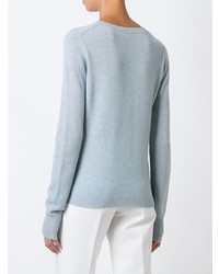 Женский голубой свитер с круглым вырезом от Le Kasha