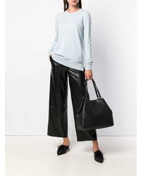 Женский голубой свитер с круглым вырезом от Tory Burch