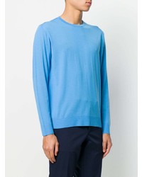 Мужской голубой свитер с круглым вырезом от Prada