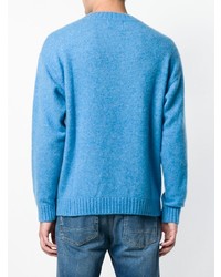 Мужской голубой свитер с круглым вырезом от Laneus