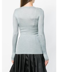 Женский голубой свитер с круглым вырезом от Prada