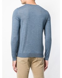 Мужской голубой свитер с круглым вырезом от BOSS HUGO BOSS