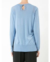 Женский голубой свитер с круглым вырезом от Rochas