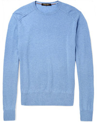 Мужской голубой свитер с круглым вырезом от Loro Piana