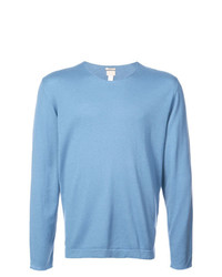Мужской голубой свитер с круглым вырезом от Massimo Alba