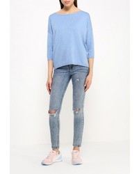 Женский голубой свитер с круглым вырезом от More&amp;More