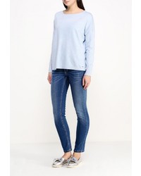 Женский голубой свитер с круглым вырезом от More&amp;More