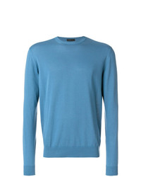 Мужской голубой свитер с круглым вырезом от Prada