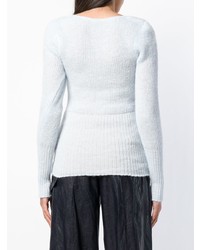 Женский голубой свитер с круглым вырезом от Jacquemus