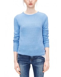 Женский голубой свитер с круглым вырезом от s.Oliver Denim