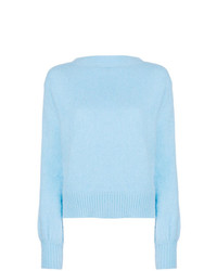 Женский голубой свитер с круглым вырезом от Semicouture