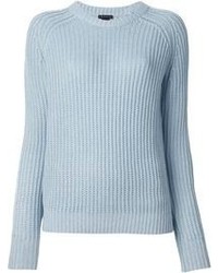 Женский голубой свитер с круглым вырезом от Theory
