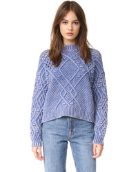 Женский голубой свитер с круглым вырезом от Wildfox Couture