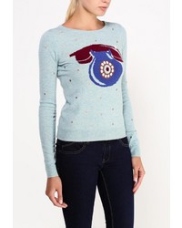 Женский голубой свитер с круглым вырезом от Yumi