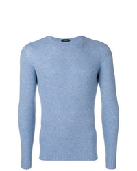 Мужской голубой свитер с круглым вырезом от Zanone