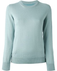 Женский голубой свитер с круглым вырезом