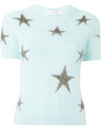 Женский голубой свитер со звездами от Valentino