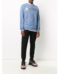 Мужской голубой свитшот с принтом от Moschino