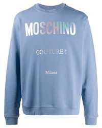 Мужской голубой свитшот с принтом от Moschino