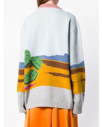 Голубой свободный свитер с принтом от Calvin Klein 205W39nyc