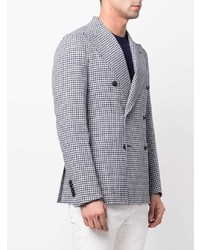 Мужской голубой твидовый двубортный пиджак от Tagliatore