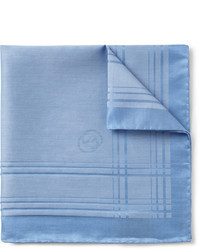 Голубой хлопковый нагрудный платок в шотландскую клетку от Gucci
