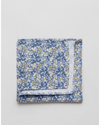 Голубой хлопковый нагрудный платок с цветочным принтом