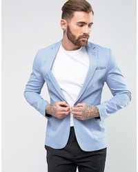 Мужской голубой хлопковый пиджак от Asos