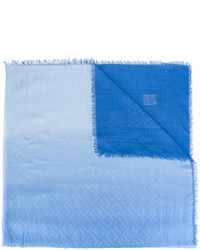 Женский голубой хлопковый шарф от Fendi