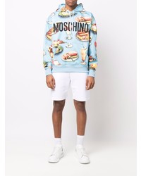 Мужской голубой худи с принтом от Moschino