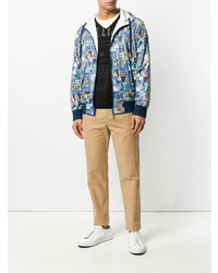 Мужской голубой худи с принтом от John Galliano