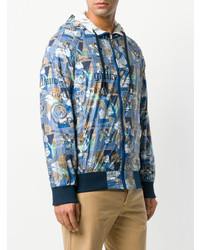 Мужской голубой худи с принтом от John Galliano
